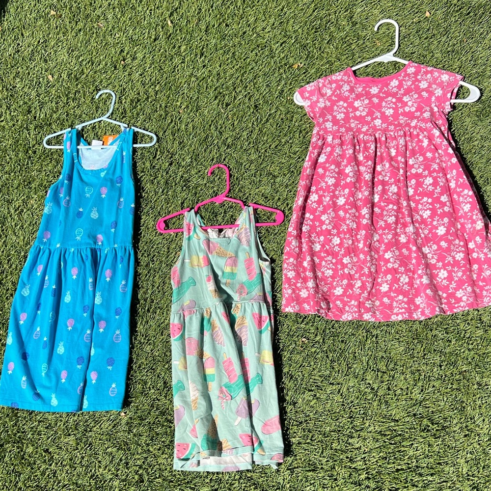 Lot of 3 girl’s dresses size 5, 6x/7, and 7/8.